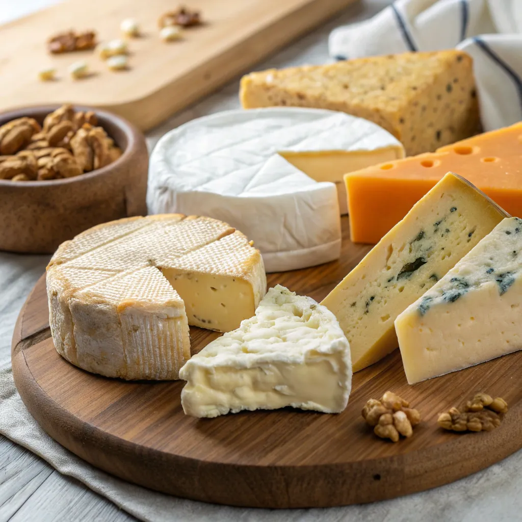 Variety of cheeses displayed elegantly
